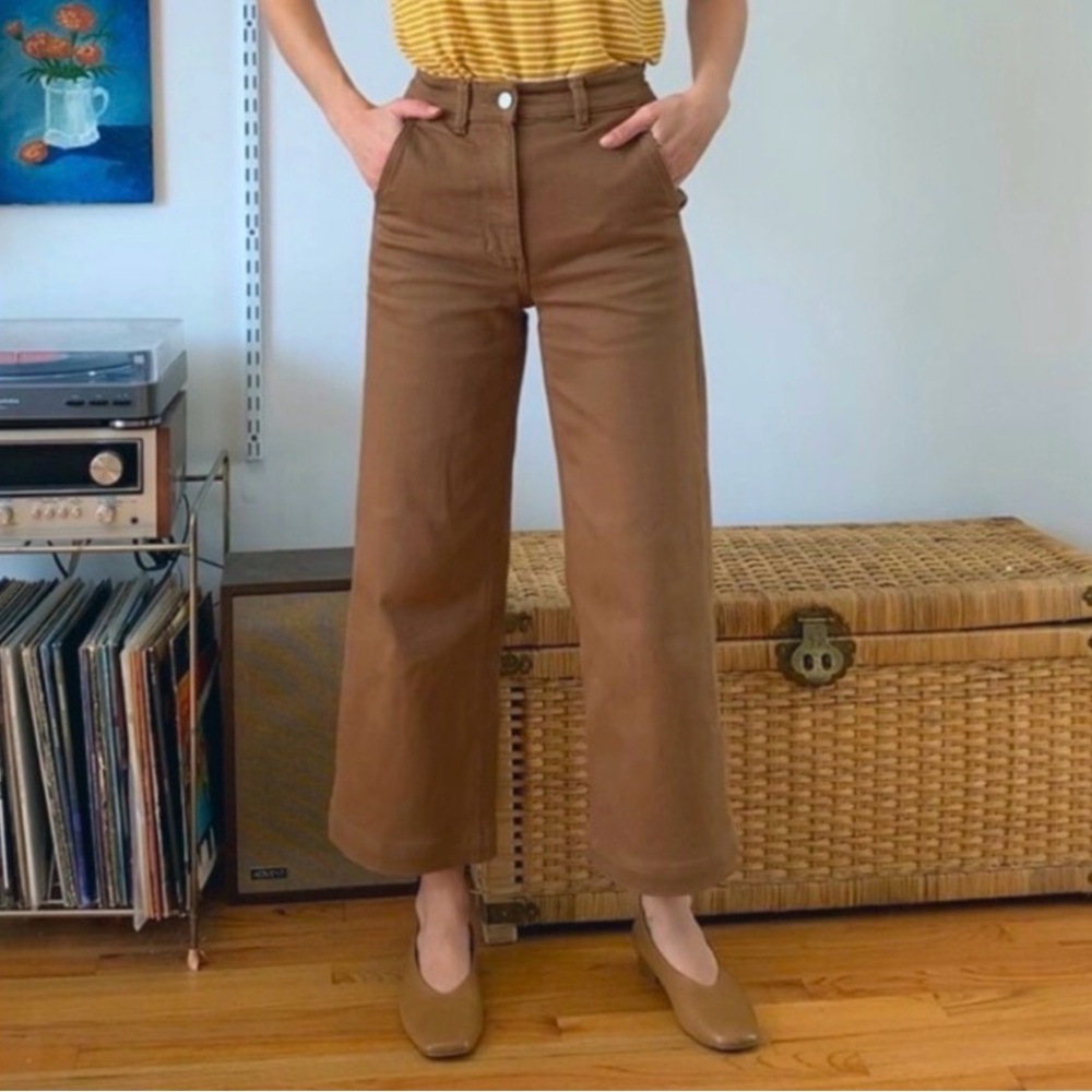 Everlane Cropped Wide Leg Jeans in Ochre